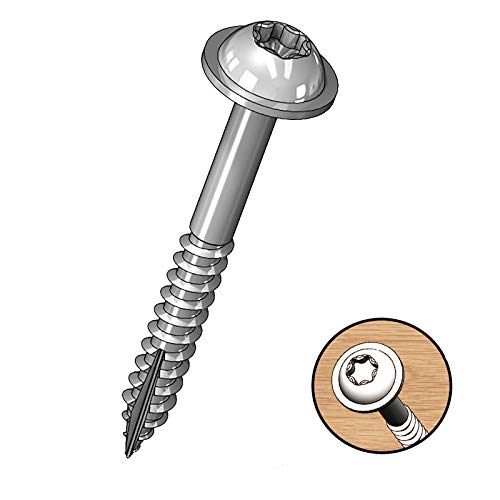 Milescraft 5202 Wood Pocket Hole Screws - #7 x 1-1/4" Washer Head with Coarse Thread (100pc.), Torx Drive Self-Tapping, For Indoor Use