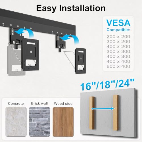 Ultra Slim TV Wall Mount for 37-86 inch, Weight Max 165 lbs | 0.37'' low profile TV Wall Mount, for Flat & Frame TV, VESA 200 x 200- 600 x 400 mm, Flush to Wall - size: 37-86''