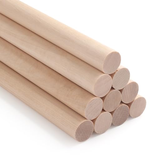 ONUPGO 10PCs Dowel Rods, 5/8 x 12 Inch Unfinished Wood Dowels for Crafts & DIY - size: 5/8"x12"Dowels-10 PCS