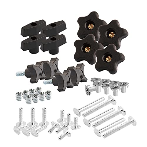POWERTEC 71174 T Track Knob Kit, 5/16-18 Threaded Bolts and Washers, 46 Piece Set, T Slot Bolts, T Track Accessories for Woodworking Jigs and Fixtures - size: 5/16"-18, style: 46 pcs