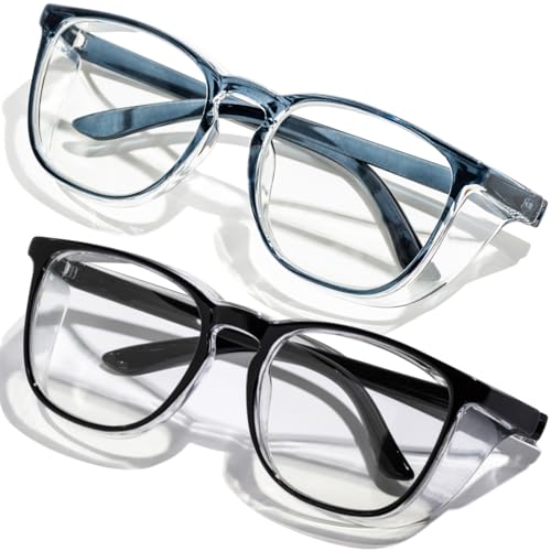 Safety Glasses Anti Fog Clear Blue Light Blocking Eye Protection Nurse Goggles for Women Men - color: A91 Blue+ Black
