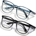 Safety Glasses Anti Fog Clear Blue Light Blocking Eye Protection Nurse Goggles for Women Men - color: A91 Blue+ Black