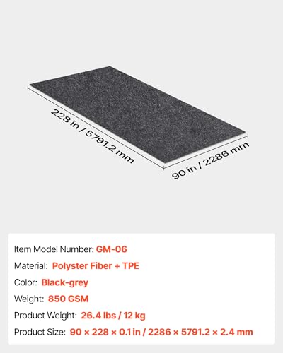 VEVOR Garage Floor Mat, 7.6'x19' Oil Spill Mat Waterproof Protection from Water Snow Rain Mud Absorbent Oil Pad for Cars, Non-Slip Containment Mat with TPE Anti-Leak Backing, Easy Clean, Cuttable - size: 7.6' x 19'
