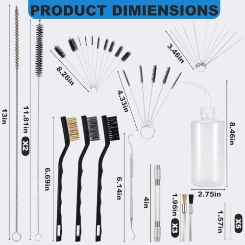 Foxtell 45 Pcs Spray Gun Cleaning Kit, Gun Cleaning Brush, Multi-Purpose Paint Gun Cleaning Kit, Mini Brushes & Needles for Airbrush Nozzles, Spray Guns, and Tattoo Equipment