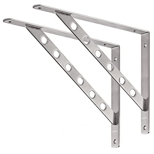 YUMORE 16 Inch Shelf Bracket, Heavy Duty L Bracket, 2 Pack - size: 16"(Soild)