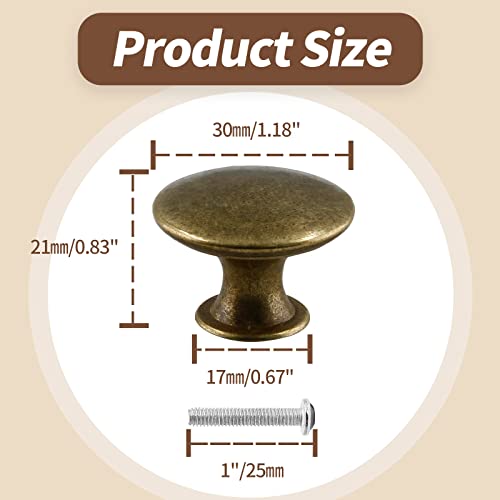 Brass Cabinet Knobs 1.18" Diameter, 12 Pcs - color: Brass, size: 12 Pack