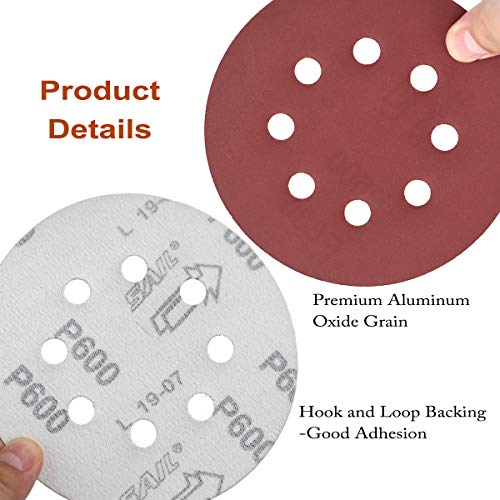 5-Inch 8-Hole Hook & Loop Sanding Discs 600-2000 Mixed Grit, 60-Pack - style: 600-2000 Grit, 60-Pack