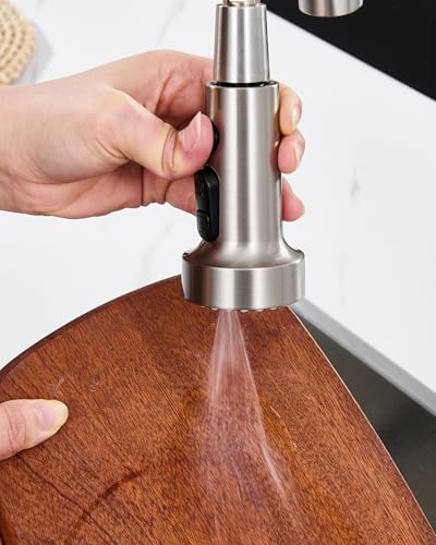 J-HVA Pull Down Kitchen Faucet Sprayer Head Replacement Part,Brushed Nickel | 3 Function with 15 Adapters Pull Out Sink Sprayer Replacement Nozzle, Kitchen Faucet Head Hose Spray Tap Spout - color: Brushed Nickel