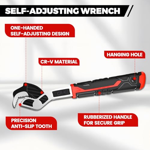 8” 12” Pipe Wrench Set, Self Adjusting Pipe Wrench, Multi-function Self-locking Pipe Vise Wrench Set, for 3/8” to 1-11/16" (9-43mm) Pipe Fittings, Standard Nuts and Irregular Nut - color: 8”+12”