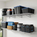 FLEXIMOUNTS 4-Pack 2x4ft Wall Shelf Garage Storage Rack Wall Mounted, White - color: White, size: 4 pack-2x4 ft