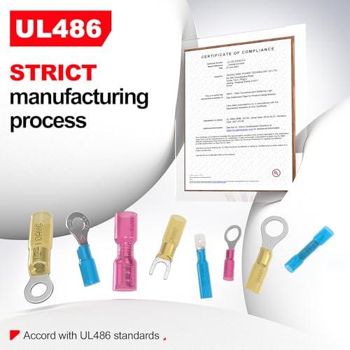 12-10 AWG/Gauge Heat Shrink Ring Terminal Kit Wire Connector Cable End Lugs - size: 12-10AWG-50pcs