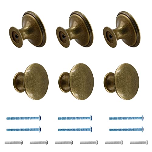 Brass Cabinet Knobs 1.18" Diameter, 6 Pcs - color: Brass, size: 6 Pack