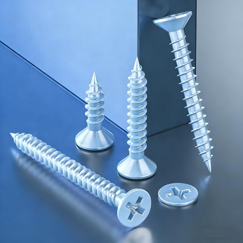 Wensilon # 4X3/4 (550PCS) Flat Head Galvanizing Wooden Screw # 3X20, Quick Metal self Tapping Flat Head - color: Galvanizing, size: #4x3/4"