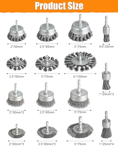 24 Pcs Wire Wheel Brush for Drill, Heavy Duty Drill Wire Brush Set - style: 24pcs(Twisted & Carbon Steel Wire)