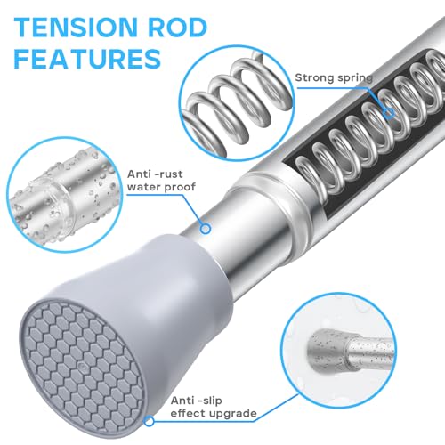 Silver Tension Curtain Rod for Windows 28 to 48 Inch - color: Silver, size: 28-48"