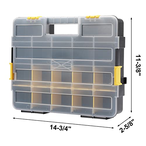 Mayouko Stackable Plastic Toolbox Organizer, Interlocking Small Parts Organizer, Compartment Toolbox for Screw,Nail,Hardware, 2PCS