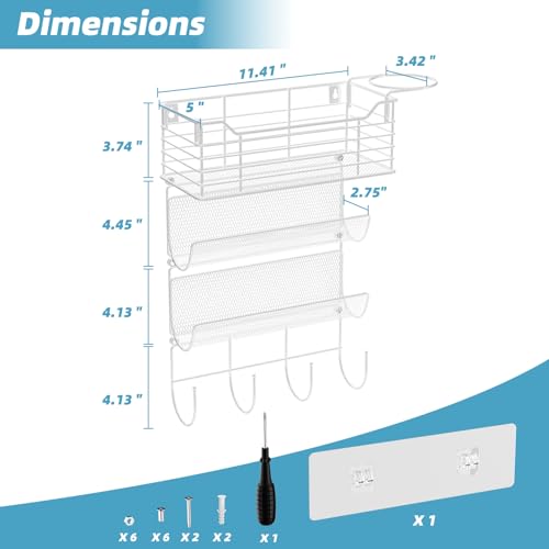 3 Tier Hair Tool Organizer Wall Mount, curling iron holder Basket, White - color: 4 Tiers White