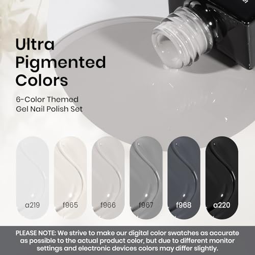 Beetles Grey Gel Polish Set, Soft Eclipse Collection, 6 Colors - color: A - Creme | 0-0-Soft Eclipse