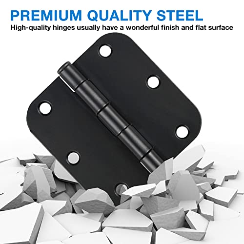 TDCHINGES 3 1/2" Matte Black Door Hinges 3.5" Rounded Flat 5/8" 42 Pack - color: Matte Black, size: 42 Pack