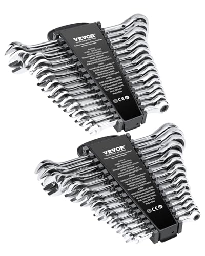 VEVOR Ratcheting Wrench Set, 30-Piece Combination Wrench Set, 72 Teeth - color: Silver 30pcs, size: Metric&SAE