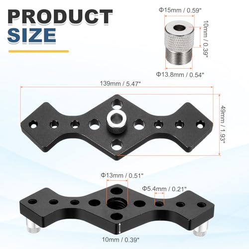 HARFINGTON Floating Shelf Bracket Dowel Jig Kit, Aluminum Alloy Self Centering Straight Punching Hole Drill Guide, DIY Woodworking Tool Doweling Jig for Shelves Cabinet Furniture, Black - color: Black