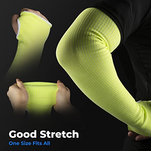 OriStout Cut Resistant Gardening Sleeves with Tumb Hole, Green, 1 Pair | Protective Arm Sleeves for Yard Work, Kitchen, Arm Guards for Biting, Pet Grooming, Gardening Gifts for Women, One Size - color: Green (1 Pair) - Long, size: One Size