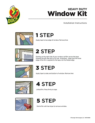 Duck MAX Strength Window Insulation Kit, Winter Window Seal Kit Fits up to 10 Windows, Heavy Duty Shrink Film Cuts to Size for Easy Indoor Installation, Window Tape Included,62 In. x 420 In., Clear - size: Standard Window - 10 Pack