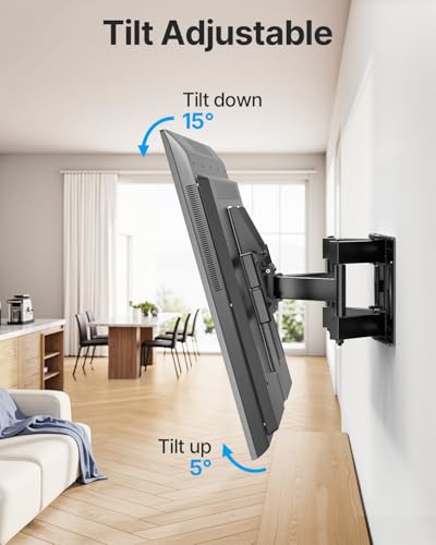 USX STAR Full Motion TV Wall Mount for 37-85 Inch TVs Mounts Up to 132lbs, Fit 16" Wood Stud, Max VESA 600x400mm, Swivel and Tilt Articulating Wall Mount TV Bracket,Fit Most 55+ 65 70 75 inch TVs - size: For 37-85'' TV