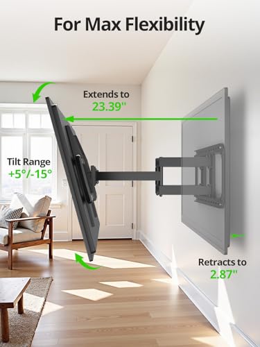 USX MOUNT 85 86 90 98 100 inch Heavy Duty Full Motion TV Wall Mount for 42-100" TVs, TV Mount with Swivel, Tilt & Leveling, Wall Mount Bracket Up to 170lbs, Max VESA 800x600mm, Fits 16/18/24" Studs. - size: 42-100 inch