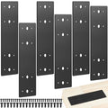 Tandefio 6 Pcs 10" x 3" Straight Steel Flat Plates Black Metal Mending Plate with Hole Fixing Joining Bracket with 72 Pcs Screws for Wood Furniture, Repair House, Pavilion, Truss Framing