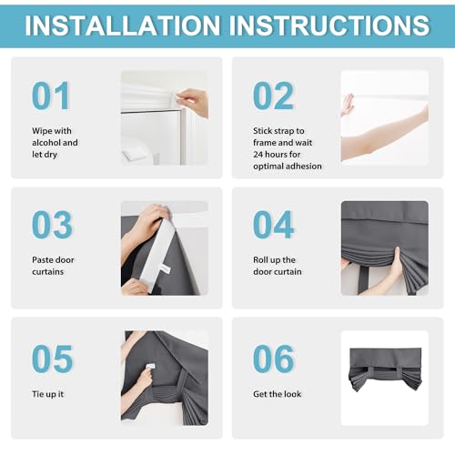 RYB HOME Blackout Door Window Curtain, Tie up Shades, W34 x L40, Grey - color: Grey, size: 34"W x 40"L (Pack of 1)