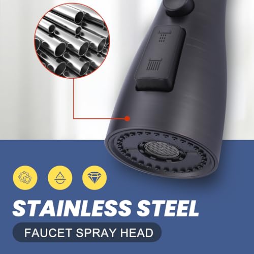 Metal Kitchen Faucet Spray Head Replacement 3 Modes with 9 Adapters - color: Oil Rubbed Bronze