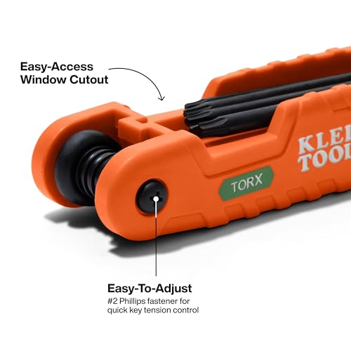 Klein Tools 70550T Pro Folding Hex Key Set, 10-Key Torx Sizes T6 to T40, Heat-Treated Alloy Steel, High-Leverage Blades - style: 10-Key TORX