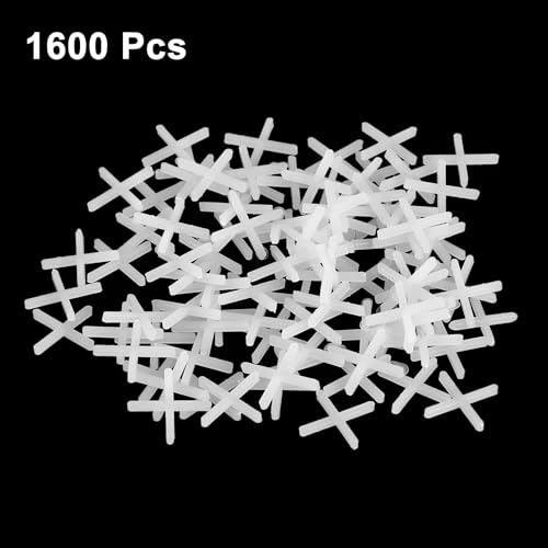 uxcell 1600Pcs Tile Spacers, 1.5mm 1/16" Cross Shape Wall Floor Tile Spacer Tiling Tools for Ceramic Tile Installation, White - size: 1.5mm