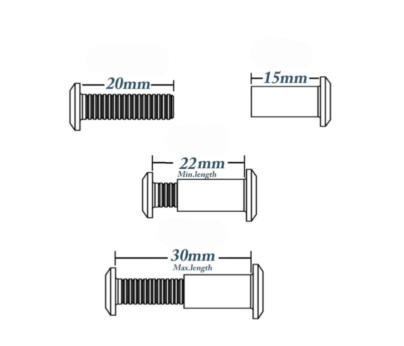 M6 Furniture Joint Connector Bolt & Cap Nut Kit 30MM 30pcs - size: 20mm (30pcs)