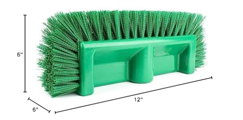 SPARTA Multi-Level Tile Scrub Brush 12" Wide Brush Head, Heavy-Duty Tile Cleaning Brush with End Bristles for Commercial Tiles, Tubs and Floor, Plastic, 12 Inches, Green - color: Green