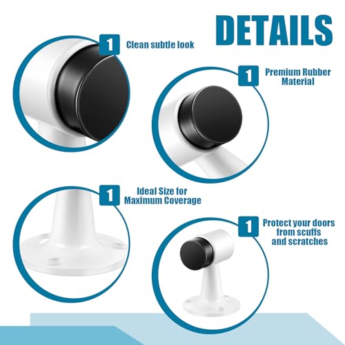 Yaocom 2 Pack Heavy Duty Floor Mounted Door Stop 3 in Aluminum Commercial Grade Door Stopper with Rubber Bumper & Stainless Steel Screws (White) - color: White