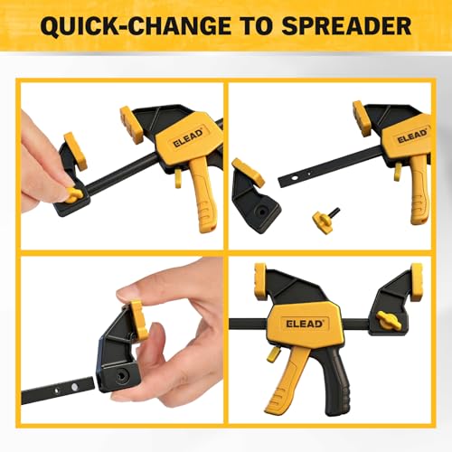 6" Mini Bar Clamps for Woodworking, 4-Piece One-Handed F Clamp/Spreader, 75LBS Load Limit Wood Clamp, Quick Release Grip Clamps for Table Wood Working, Light-duty Tools - style: 4-Piece 75lbs