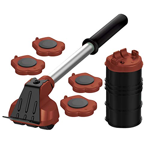 Heavy Duty Furniture Lifter with 4 Sliders for Easy and Safe Moving, Appliance Roller Suitable for Sofas, Couches and Refrigerators, Adjustable Height (Load Capacity: 660lbs Per Wheel) Brown - color: Brown