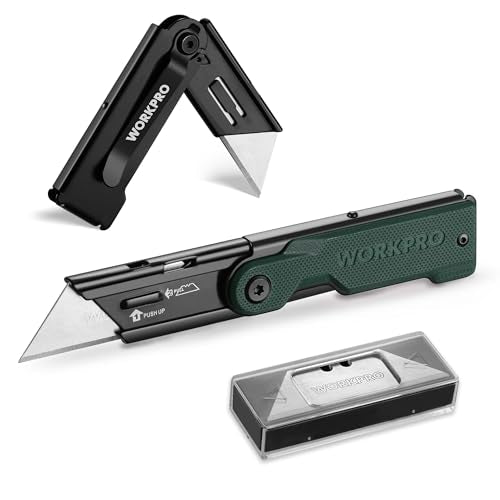 WORKPRO Folding Utility Knife, G10 Handle, Green - style: Green-G10 Handle(1 pack)