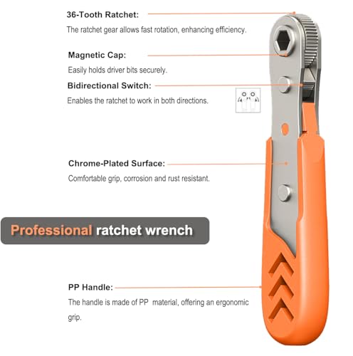 24 in 1 Right Angle Ratcheting Screwdriver Set for tight spaces