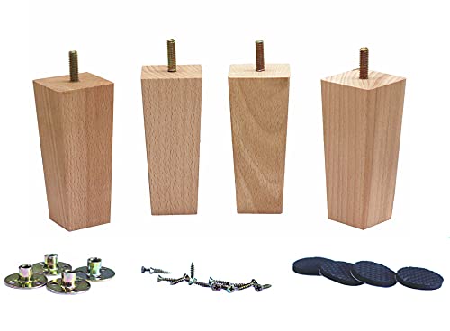 WEICHUAN 4.5 Inch Solid Beech Wood Furniture Sofa Couch Legs Set of 4 - color: Straight- Set of 4, size: 4.5"