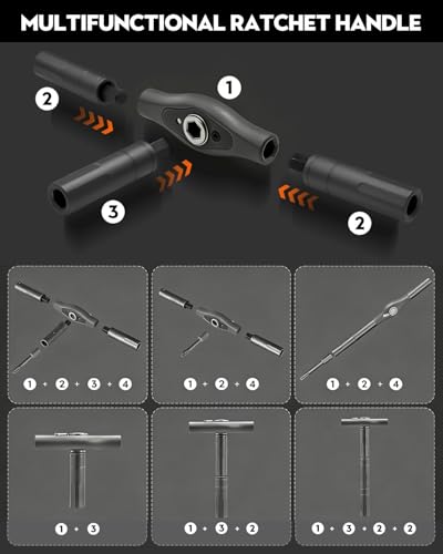 Saker 42-in-1 Magnetic Screwdriver Kit with T Handle Multi-Bit Ratchet Screwdriver Set Gifts for Father, Dad, Home, Computer, Bicycle, Furniture, DIY Dark Grey - style: 42 in 1 Classic