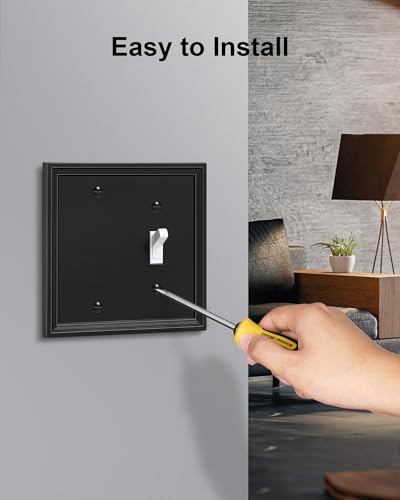2-Pack Natural Bamboo Fiber Combo Blank/Toggle Light Switch Cover Plate - color: Black, size: 1 Blank/1 Toggle 2PK