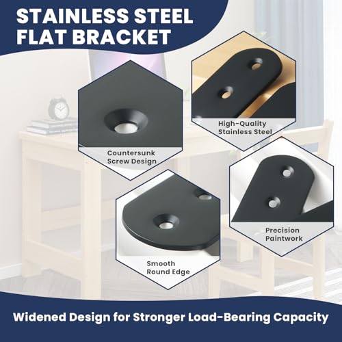 Alise 4 Pcs Black Flat Mending Plates for Wood Furniture,100x38mm - color: Matte Black, size: 100mmX38mm