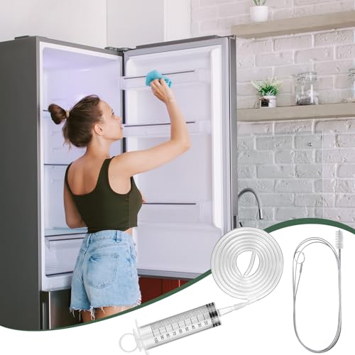 Gisafai 3 Pcs 59'' Refrigerator Cleaning Kit with 100 ml Syringe - size: 59'' Ice Water Tube