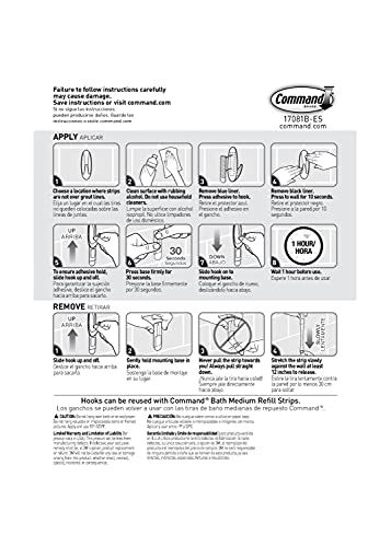 Command Medium White Bath Hooks, 2 Hooks, 4 Strips - color: White, size: Medium, style: 2 Hooks