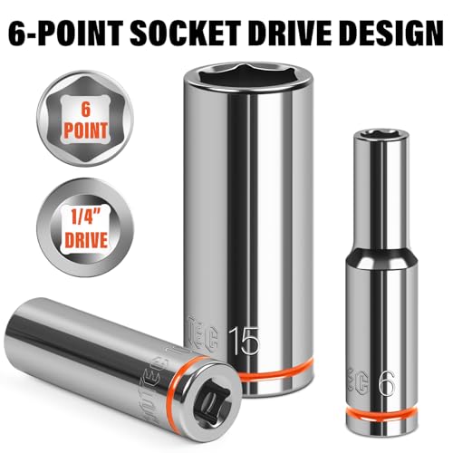 1/4" Drive Metric Master Socket Set, 14-Piece - size: Deep, style: 14pcs-metric