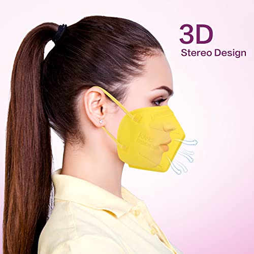 Miuphro KN95 Face Mask 25 Pack, 5-Layers Breathable KN95 Masks - color: Yellow