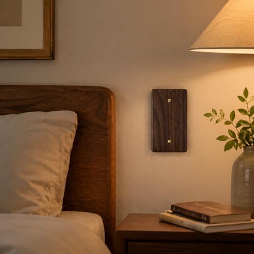 DoubleFill 4 Pcs Walnut Wood Switch Cover,8.2 * 13cm,Brown - color: Brown, size: 13 x 8.2 cm